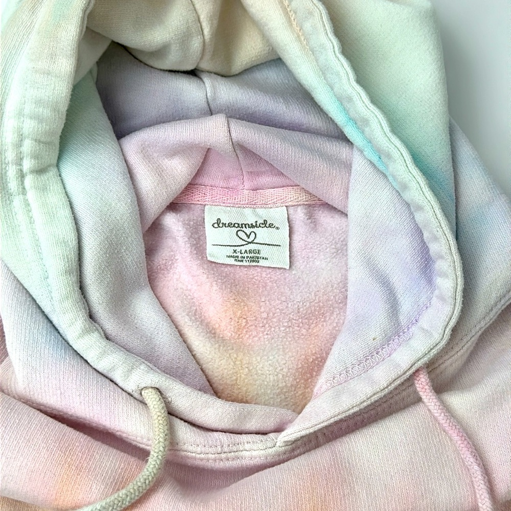 Dreamsicle Pastel Tye Dye Hoodie. X-Large. Pastel Blue, Pink, Orange, Peach. - Picture 2 of 9